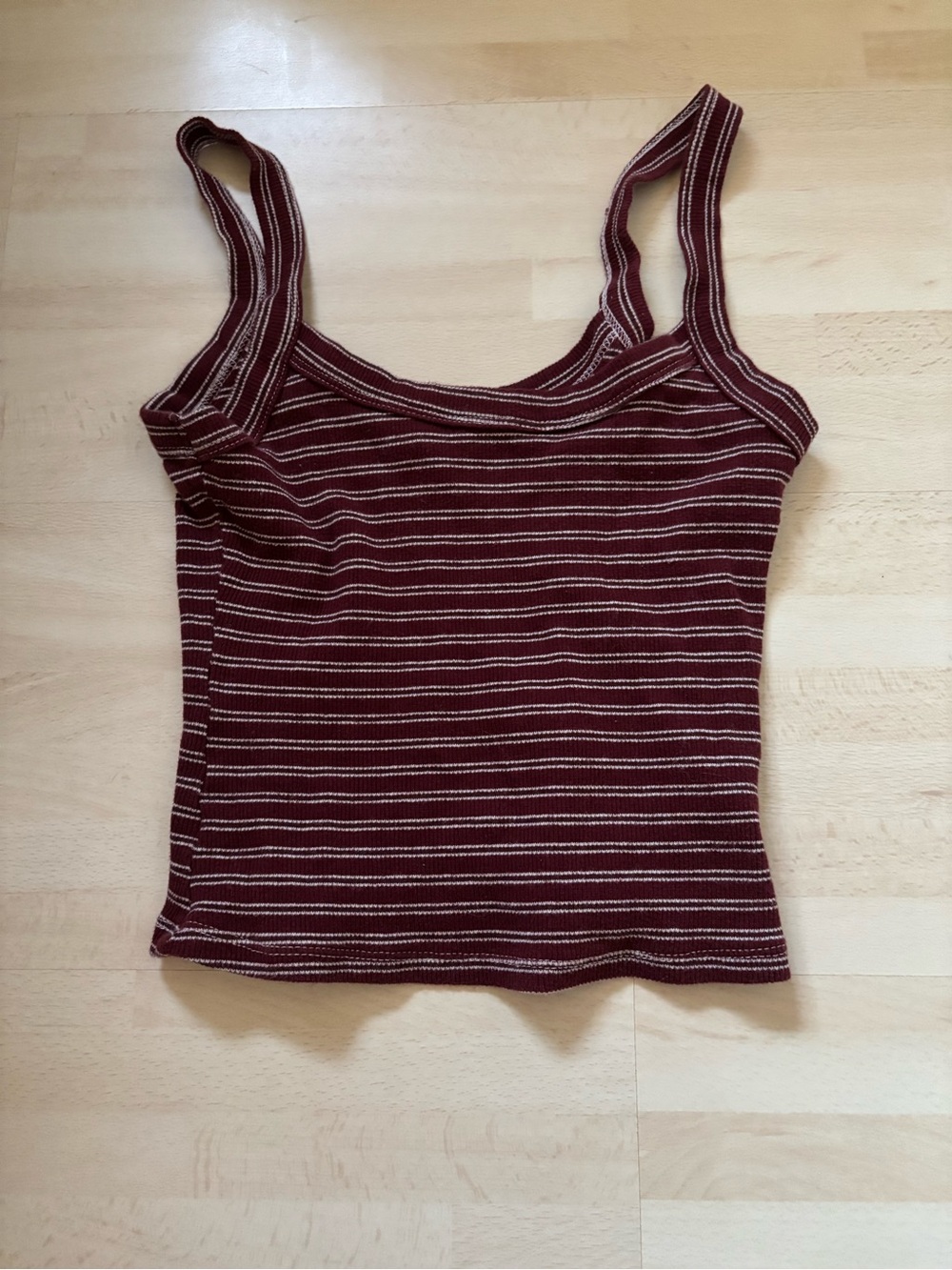 Striped Sleeveless Tank Top/ Crop Top- Burgundy